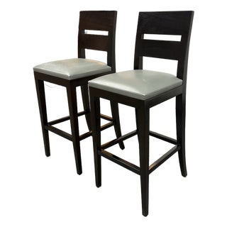 Christian Liaigre for Holly Hunt Archipel Leather Barstools, Pair For Sale