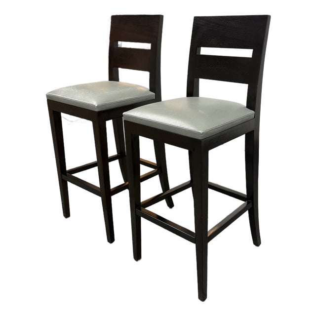 Christian Liaigre for Holly Hunt Archipel Leather Barstools, Pair For Sale