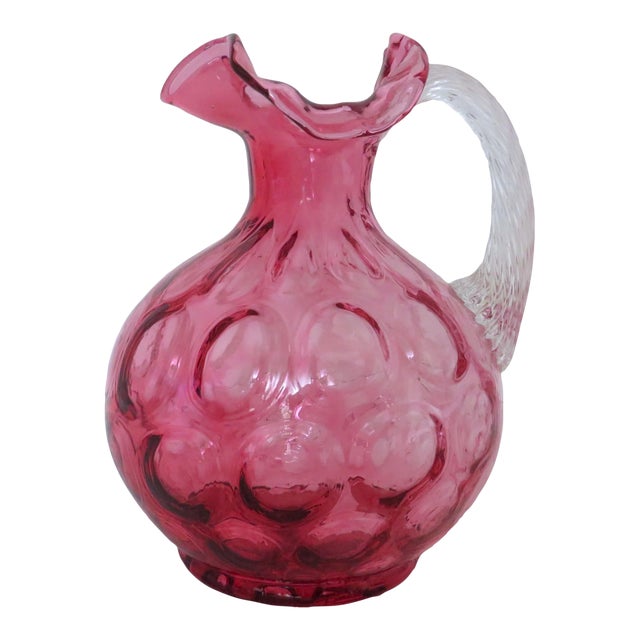 Fenton Cranberry Optic Dot Pitcher For Sale