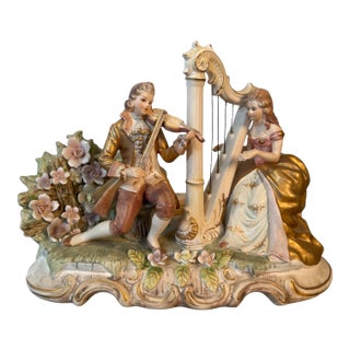 Vintage Lenwile Ardalt Artware Japan Musical Figurine Lamp & Music Box #7857 For Sale