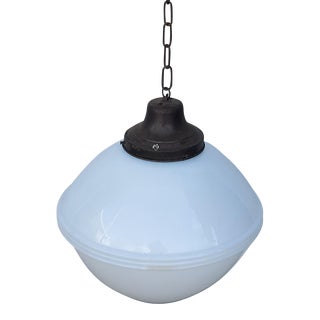 1920's Schoolhouse Light Fixture Opal Glass Shade Globe For Sale
