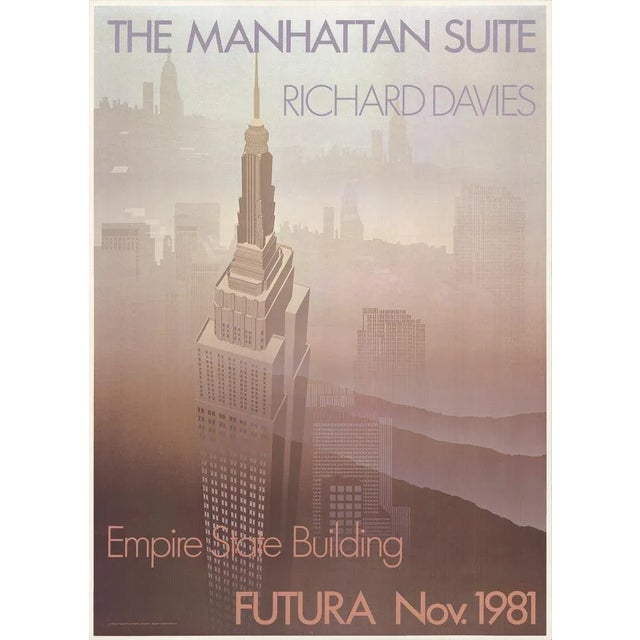 Contemporary 1981 Richard Davies 'Empire State Building' Brown,Gray USA Offset Lithograph For Sale - Image 3 of 3