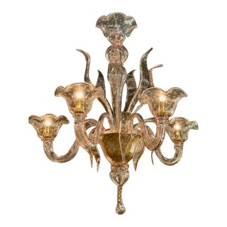 Murano Pink Bubble Glass Chandelier For Sale