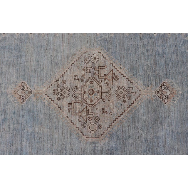 Early 21st Century Modern Tabriz Type Rug by Keivan Woven Arts in Soft Blue and Ivory 5'2 X 6'11 For Sale - Image 5 of 14