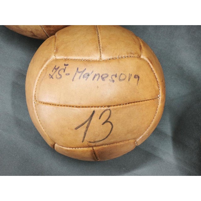 Czech Leather Medicine Balls, 1950s, Set of 3 For Sale - Image 6 of 10