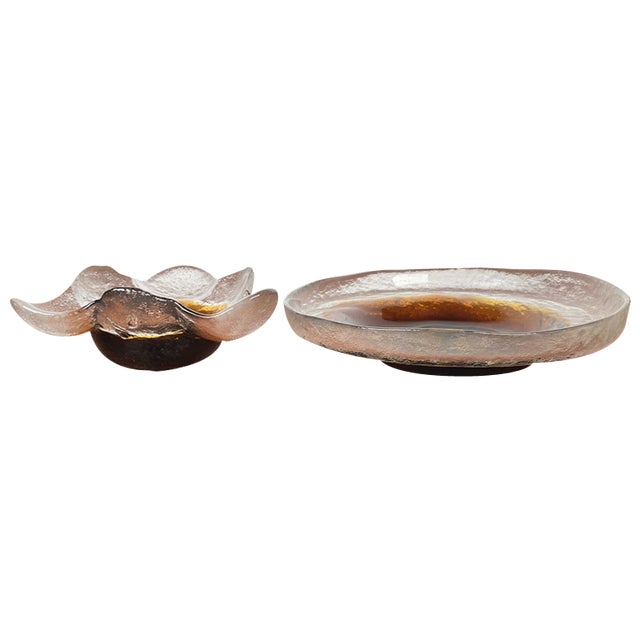 Mid-Centery Finnish Glass Bowls by Pertti Santalahti for Humppila, 1960s, Set of 2 For Sale
