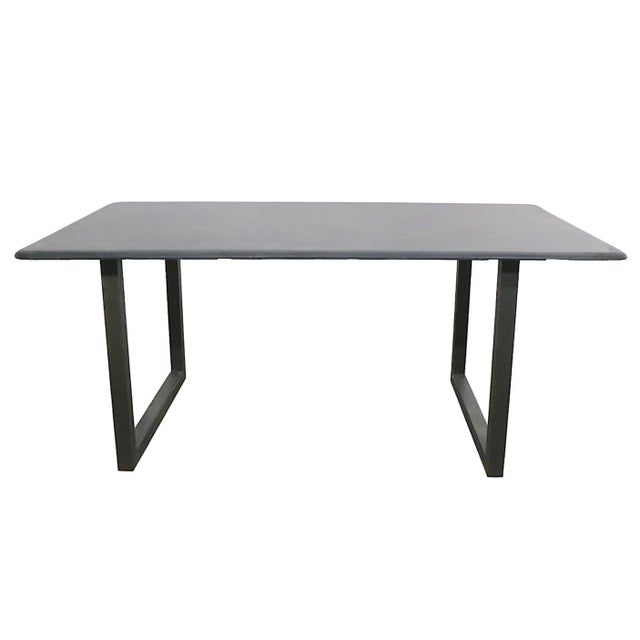 Brutalist Coffee Table With Slate Top and Brass Base C. 1970's For Sale - Image 9 of 13