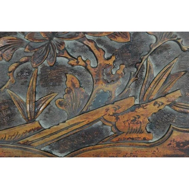 Antique Hand-Carved Rosewood Lacquered Wall Plaque From 19th Century, China For Sale - Image 4 of 7
