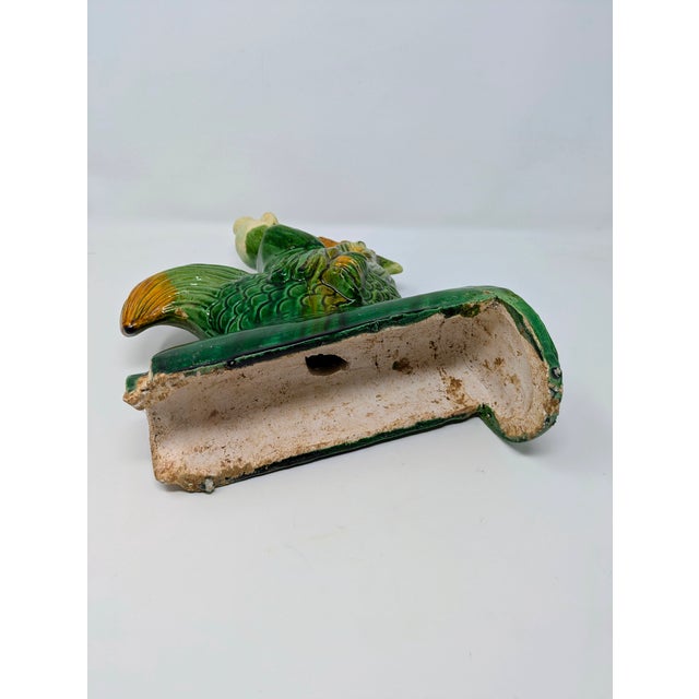 Antique Chinese Qing Dynasty Sancai-Glazed Roof Tile: Immortal Riding Rooster For Sale - Image 9 of 9