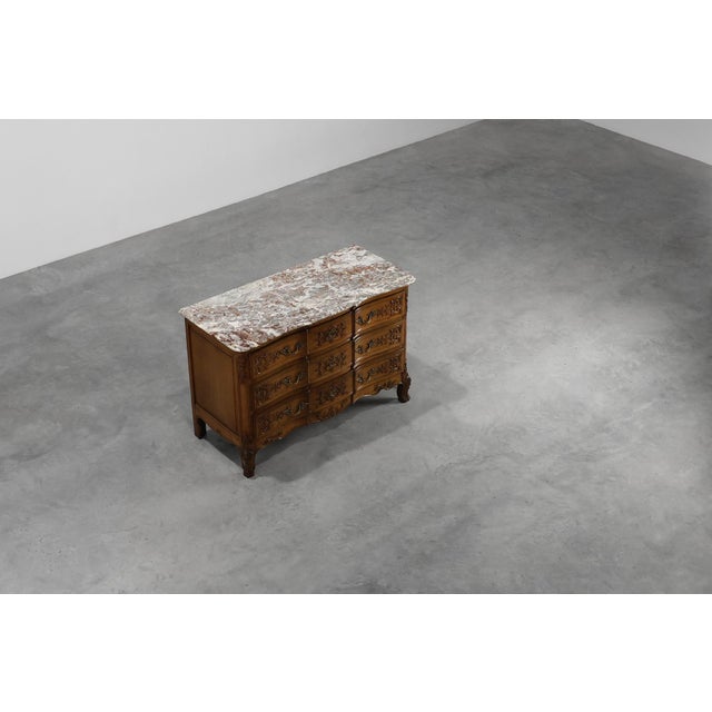 18th Century Louis XV Oak and Marble Chest of Drawers, France For Sale - Image 10 of 16
