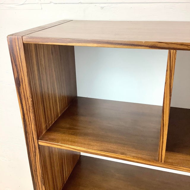 Wood Modern Zebrawood Cubby Shelf With Chrome Sled Base, Fits Vinyl Records For Sale - Image 7 of 18