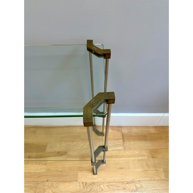 Peter Ghyczy Brass and Glass 2-Tier Console Table by Peter Ghyczy, 1970 For Sale - Image 4 of 13