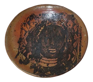 Late 20th Century St. Louis Studio Pottery Tribal Portrait Plate
