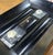 Early 20th Century French Art Deco Black Lacquered Wood Desk Set With Glass Inkwells For Sale - Image 5 of 9
