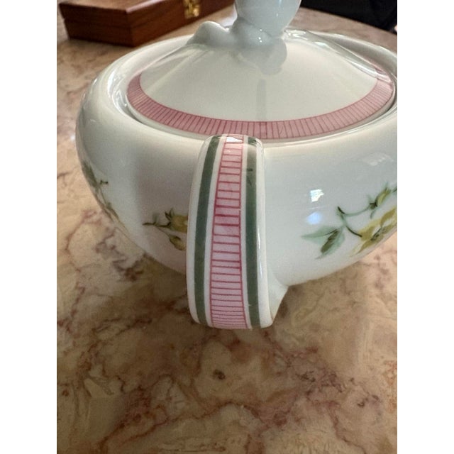 Vintage 1970s Christian Dior "Provence" Hand-Painted Porcelain Covered Sugar Bowl For Sale In Greenville, SC - Image 6 of 7
