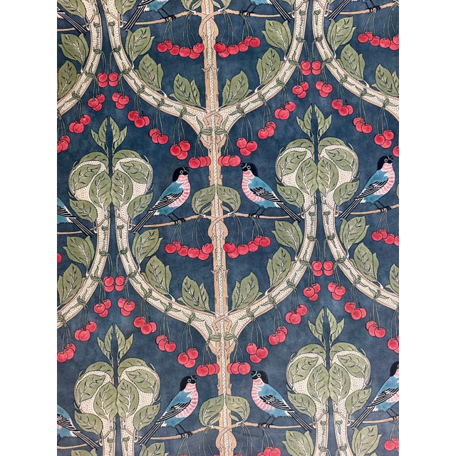 G P & J Baker Birds & Cherries Cotton Indigo Fabric 2 5/8 Yards BIRDS & CHERRIES COTTON INDIGO Fabric Collection ORIGINAL...