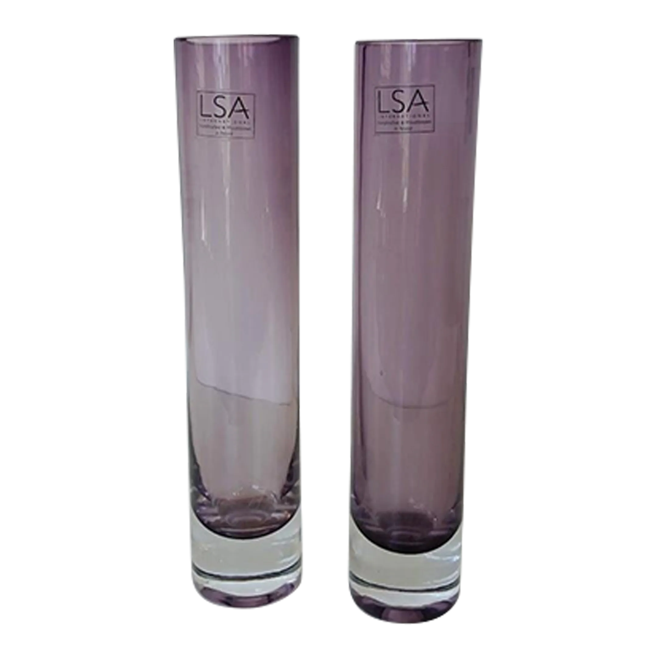 Lsa International Mouthblown Glass Purple Epoque Vases, Handmade