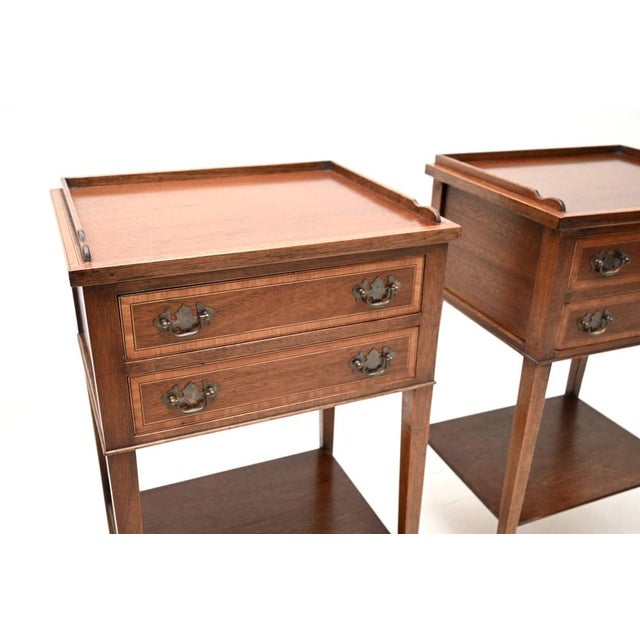 Brown Antique Mahogany Bedside Cabinets, 1920s, Set of 2 For Sale - Image 8 of 11