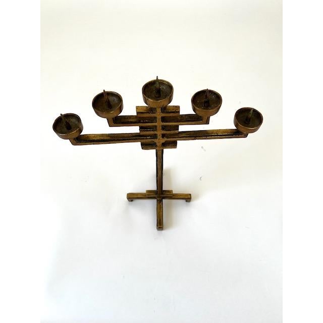 1960's Brass Brutalist Candelabra For Sale In Chicago - Image 6 of 11