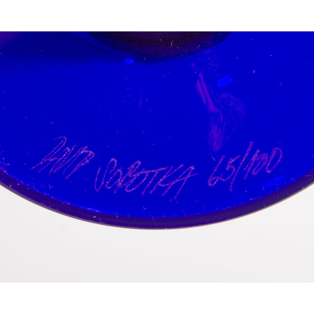 David Sobotka Alchymie Praha Limited Edition Blue Glass Compote For Sale In Indianapolis - Image 6 of 9