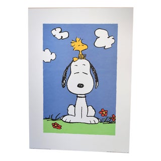 Woodstock Sitting on Snoopy's Head Poster by United Feature Syndicate, 1990s For Sale