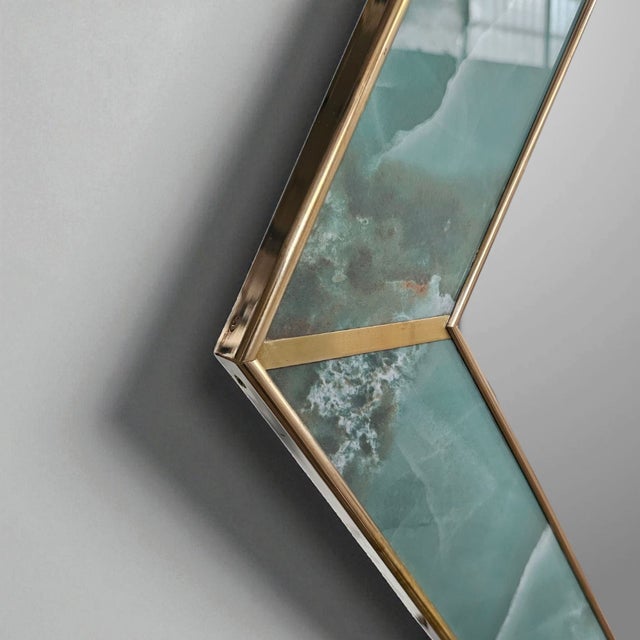 Ceramic and Brass Mirror, 1970 For Sale - Image 3 of 5