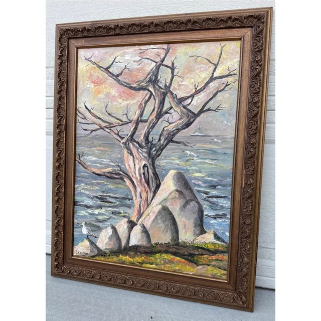 1950s Lydia Cooling Signed Large Framed Seascape Impressionist Original Oil Painting For Sale - Image 14 of 18