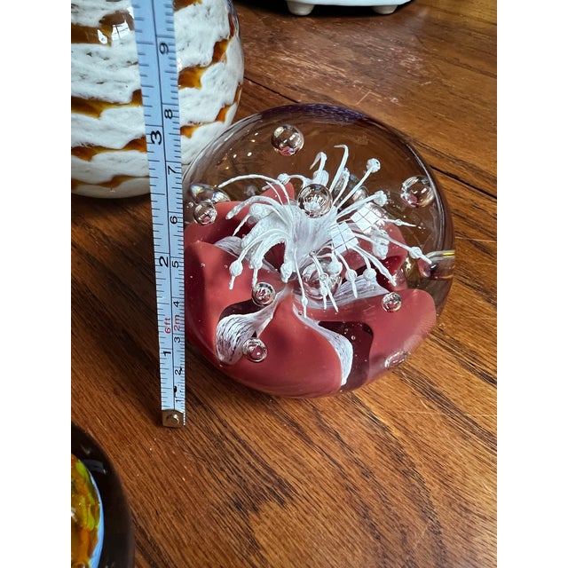 1970s Collection of Orange and Red Glass Paperweights- Set of 4 For Sale In Atlanta - Image 6 of 12