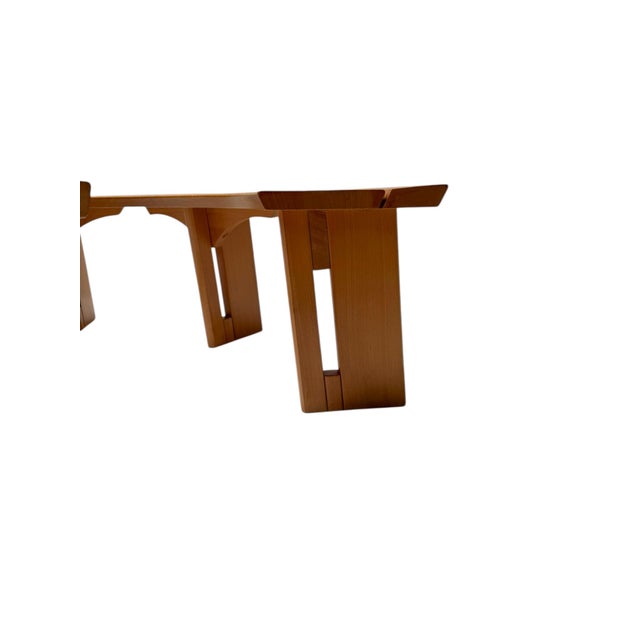 Stunning and elegant pair of curved s38a mid-century modern benches. Design by pierre chapo for ebenisterie seltz france....