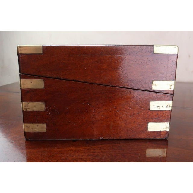Large Antique Campaign Brass Mounted Writing Box, 1850 For Sale - Image 6 of 14