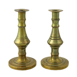 Mid 19th Century Miniature Brass Candleholders- a Pair