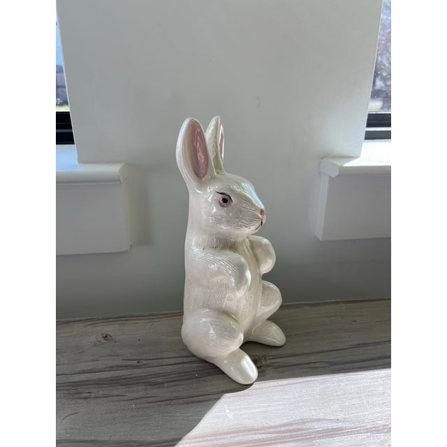 Shabby Chic Mid 20th Century White Ceramic Bunny Rabbit Figurine For Sale - Image 3 of 10