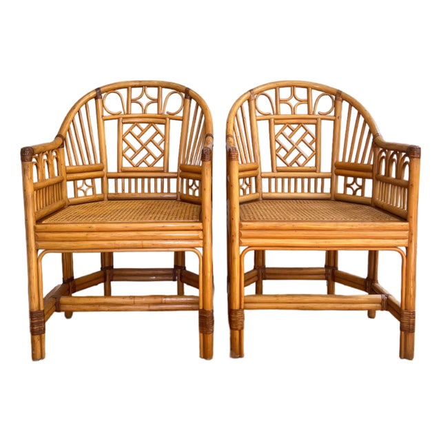 Pair of Brighton Pavilion Style Bamboo Side Chairs For Sale