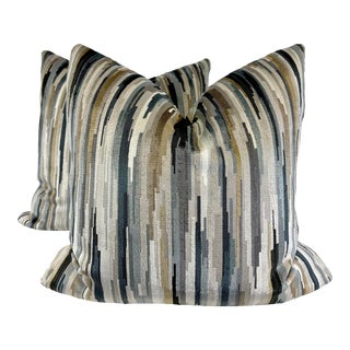 Romo "Benito Velvet" in Gunmetal 22" Pillows-A Pair For Sale