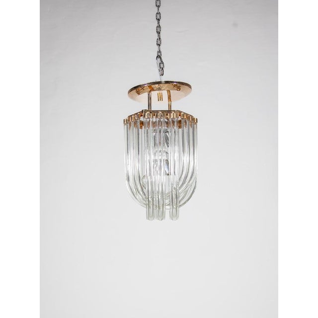 1980s Round Crystal Curved Glass Hanging Light, 1980 For Sale - Image 5 of 9