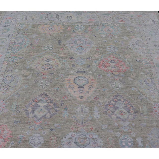 Keivan Woven Arts Hand-Knotted Transitional Neutral Oushak Rug 9'1 X 12'0 For Sale - Image 10 of 15