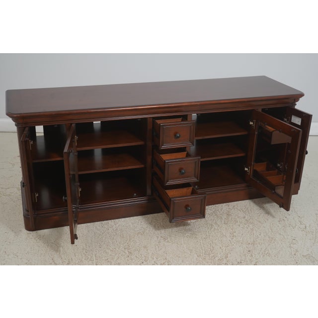 Traditional Cherry Tv Media Cabinet W. Glass Doors For Sale - Image 3 of 18