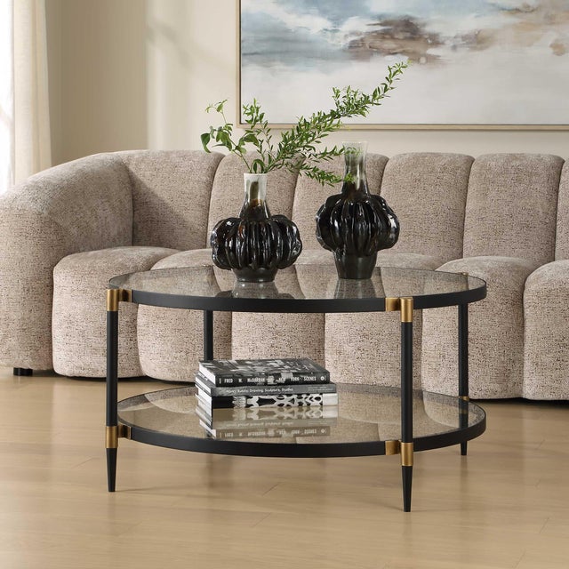 Kenneth Ludwig Chicago Chadid Round Glass Coffee Table For Sale - Image 4 of 7