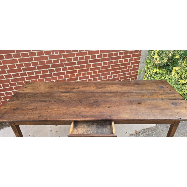 French Plank Kitchen Refectoy Farmhouse Dining Table, 1850 For Sale - Image 12 of 17
