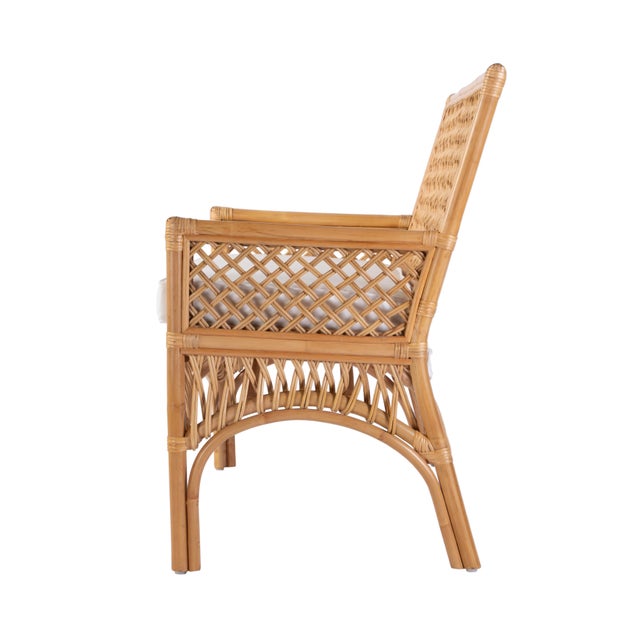Spritely Home Accent Furniture Antigua 42 in. W Rectangular Rattan Dining Bench with Back, Natural Rattan For Sale - Image 4 of 7