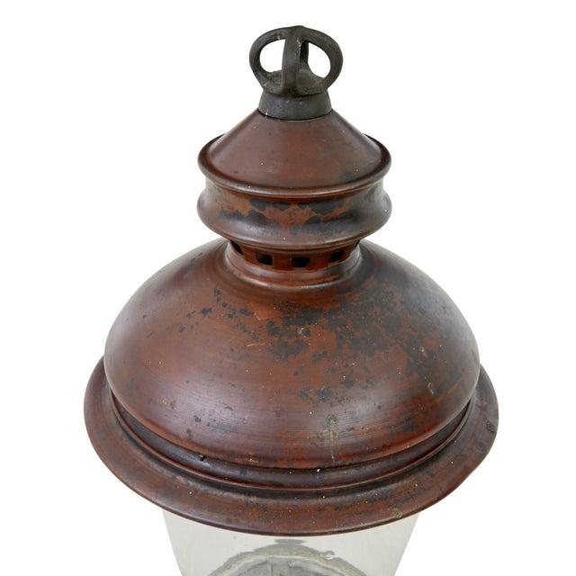 Late 19th Century Large Antique French Copper and Glass Street Lantern, 1880 For Sale - Image 5 of 8