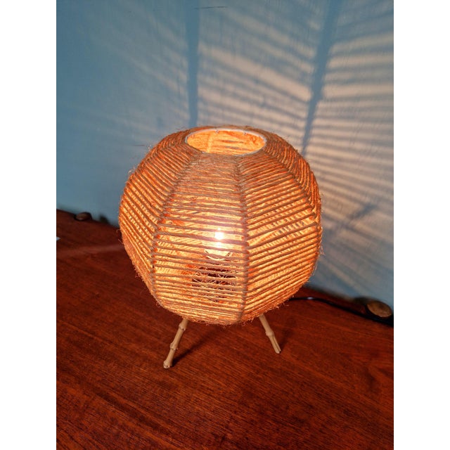 1960s Vintage Tripod Rope Table Lamp, 1960s For Sale - Image 5 of 13