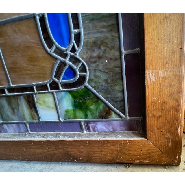 American Victorian Stained Glass in Light Box, Grape Motif For Sale - Image 12 of 15