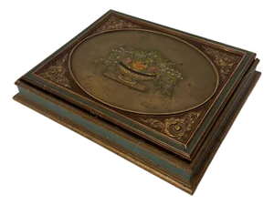 1970s Vintage French Italian Florentine Jewelry Accessory Wood Trinket Box