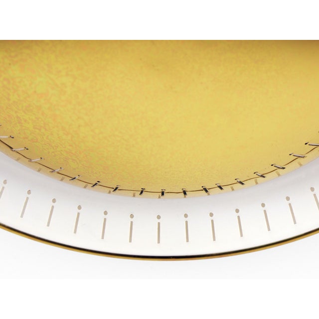 Metal Mid-Century Round Brass and White Ceiling or Wall Light, Italy, 1950s For Sale - Image 7 of 9