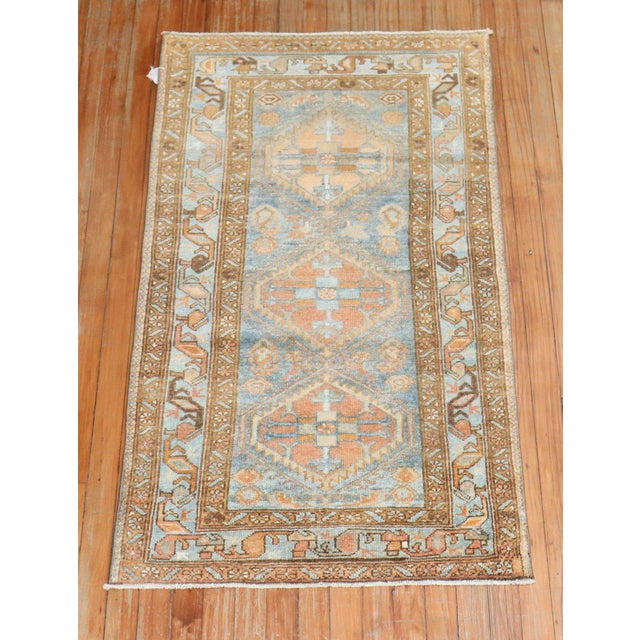 1920s 1920s Blue Orange Traditional Persian Malayer Rug - 2'5" x 4'7" For Sale - Image 5 of 18