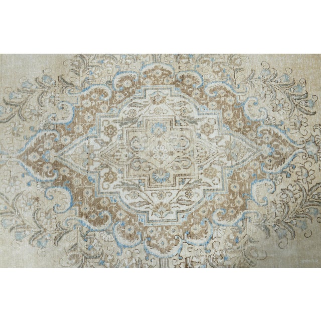 Beige 1970s Vintage Persian Handmade Wool Cotton Beige Area Rug For Sale - Image 8 of 11