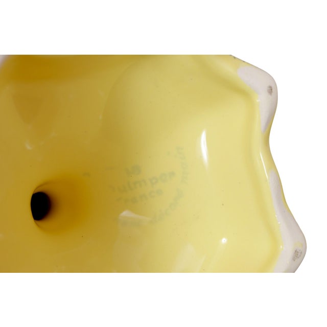 Yellow French H B Quimper Faience Ceramic Candlesticks, a Pair For Sale - Image 8 of 8