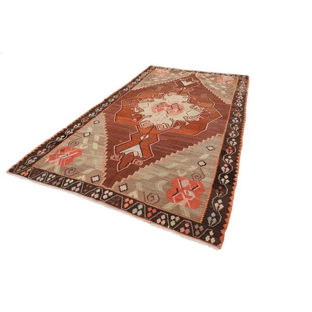 Mid-Century Modern Mid 20th Century Vintage Turkish Kilim Rug For Sale - Image 3 of 7