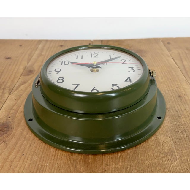 Metal Vintage Green Citizen Ships Wall Clock, 1970s For Sale - Image 7 of 17